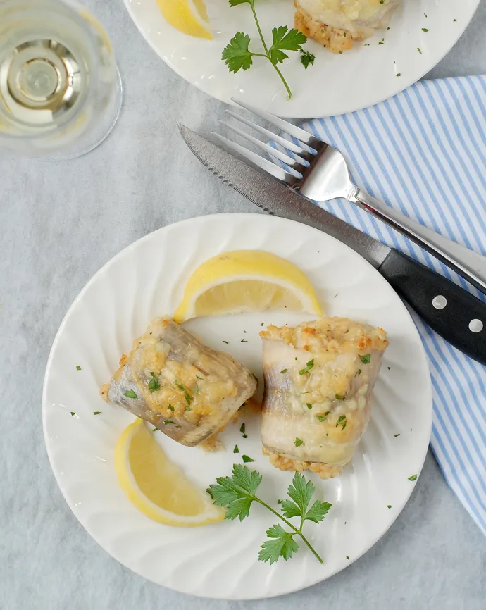 LOCAL RAINBOW TROUT (GF) Stuffed with Deviled Low Country Crab & topped with Lemon Beurre Blanc Sauce